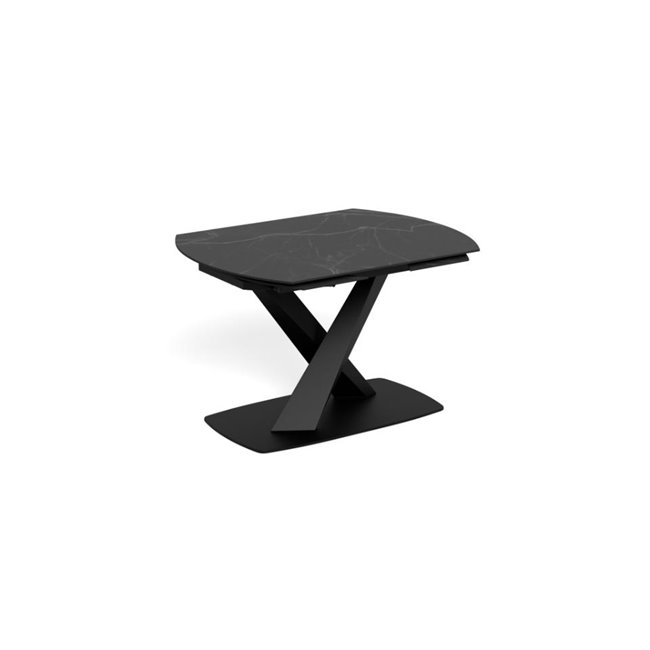 Extendable dining table Akorella, black, steel/ceramic, 120-180cm H77x90cm