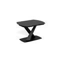 Extendable dining table Akorella, black, steel/ceramic, 120-180cm H77x90cm