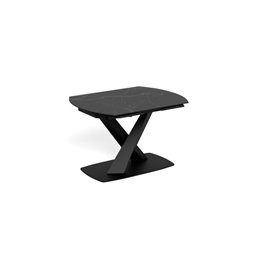 Extendable dining table Akorella, black, steel/ceramic, 120-180cm H77x90cm