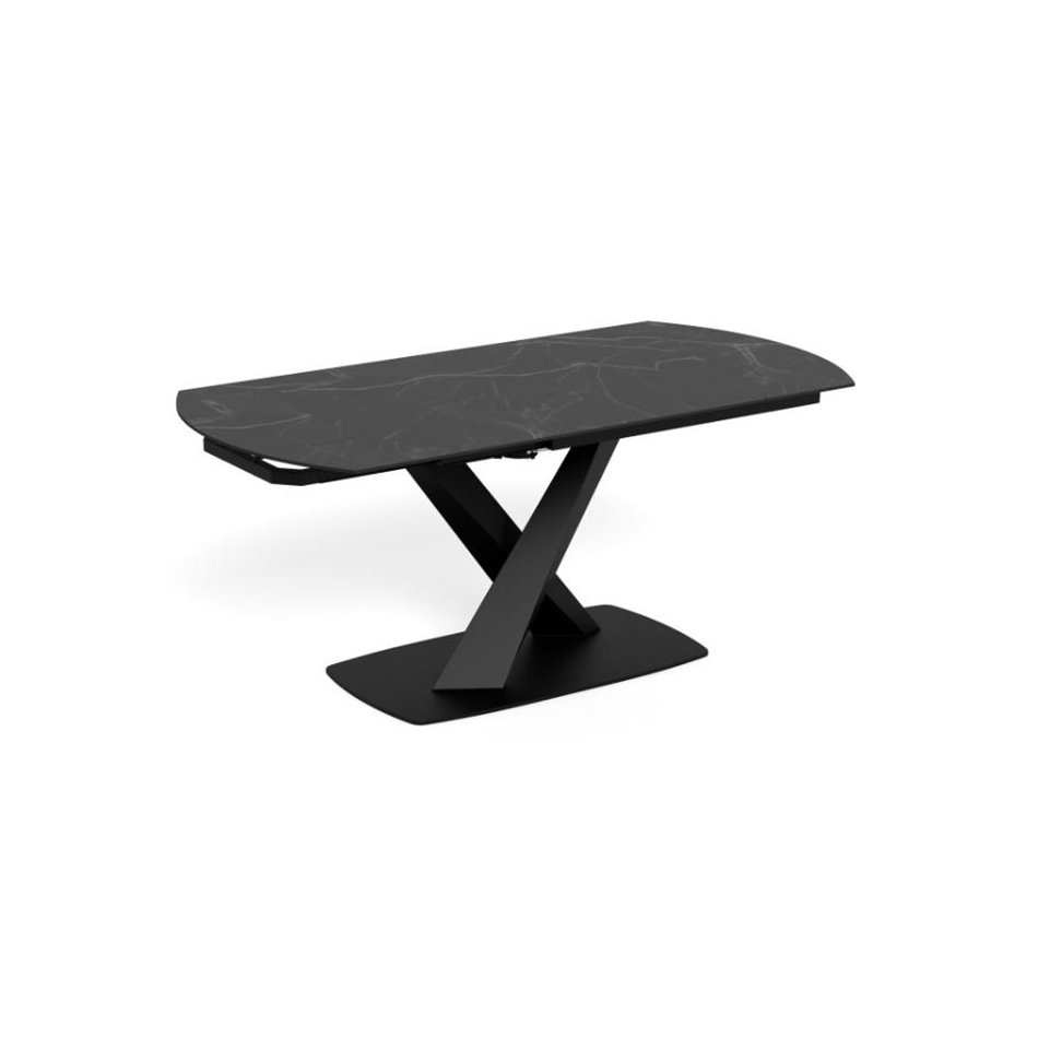 Extendable dining table Akorella, black, steel/ceramic, 120-180cm H77x90cm