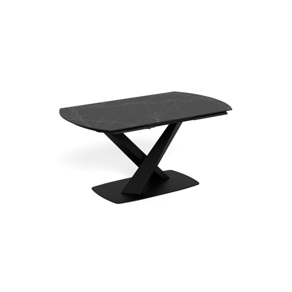 Extendable dining table Akorella, black, steel/ceramic, 160-240cm H77x90cm
