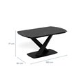 Extendable dining table Akorella, black, steel/ceramic, 160-240cm H77x90cm