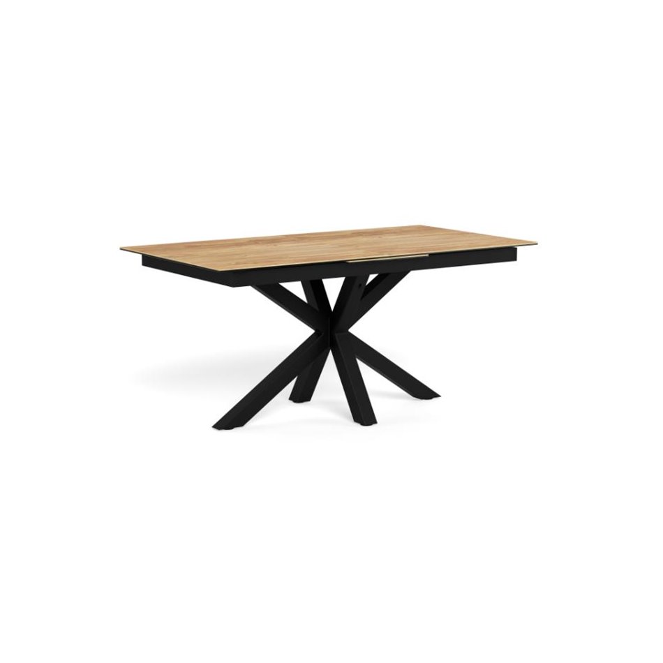 Extendable dining table Aven, glass/steel, 168-210cm H76x90cm