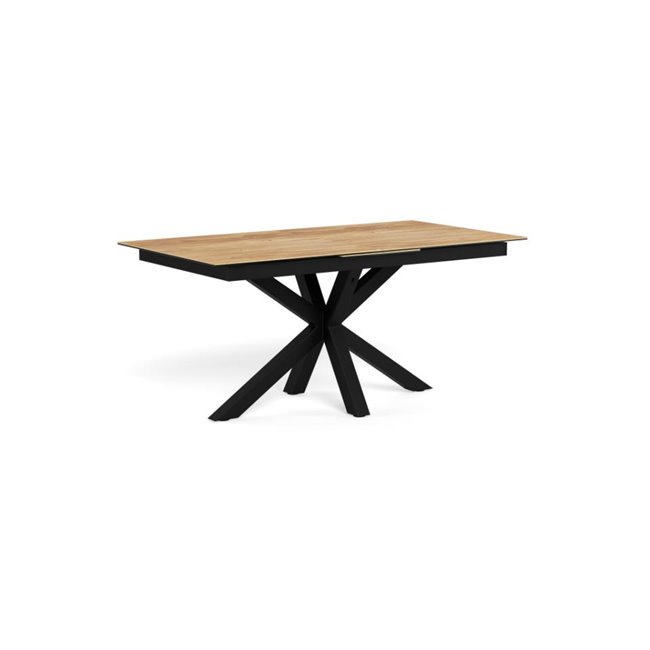 Extendable dining table Aven, glass/steel, 168-210cm H76x90cm