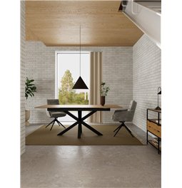 Extendable dining table Aven, glass/steel, 168-210cm H76x90cm