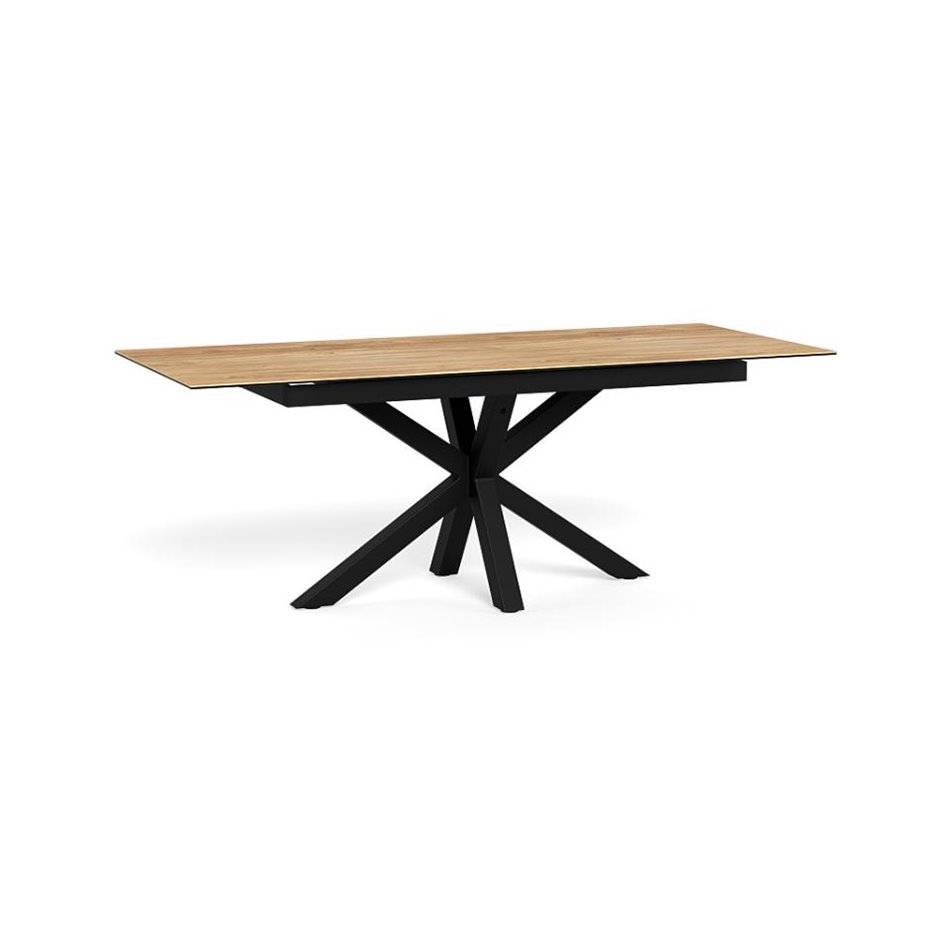 Extendable dining table Aven, glass/steel, 168-210cm H76x90cm