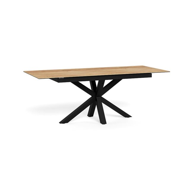 Extendable dining table Aven, glass/steel, 168-210cm H76x90cm