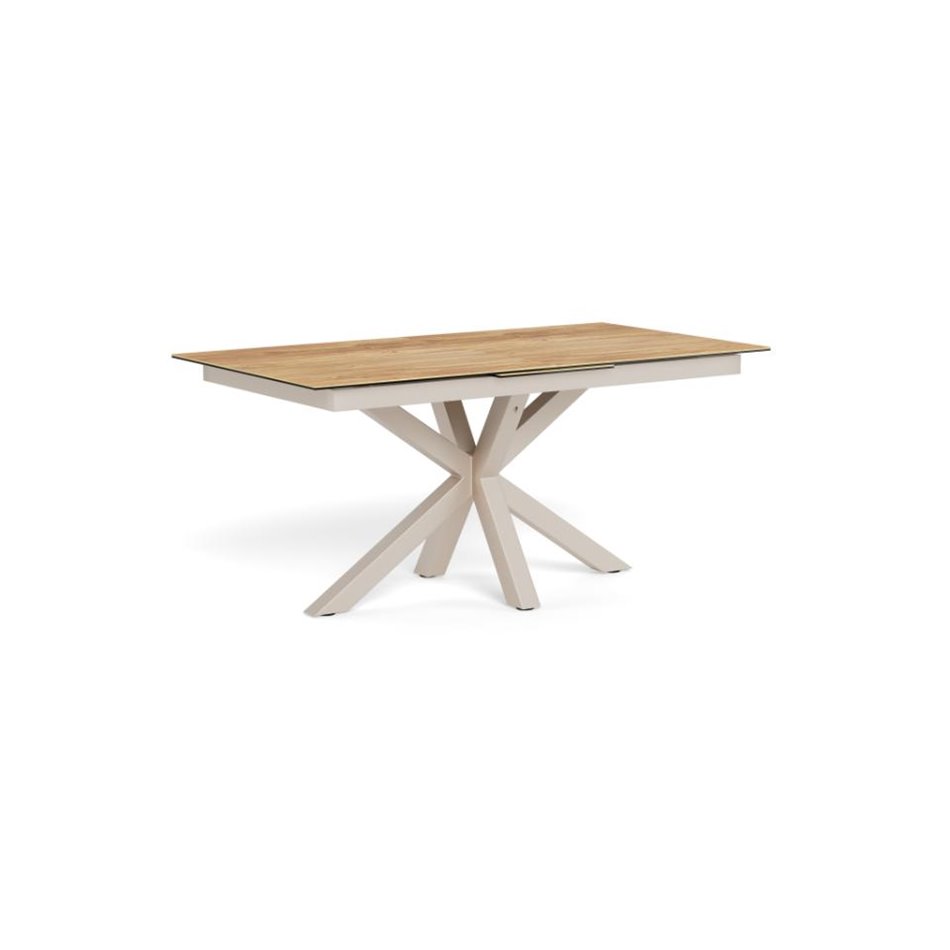 Extendable dining table Aven, glass/steel, 168-210cm H76x90cm