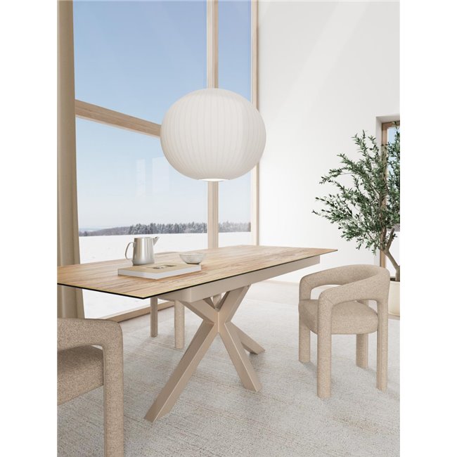 Extendable dining table Aven, glass/steel, 168-210cm H76x90cm