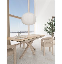 Extendable dining table Aven, glass/steel, 168-210cm H76x90cm