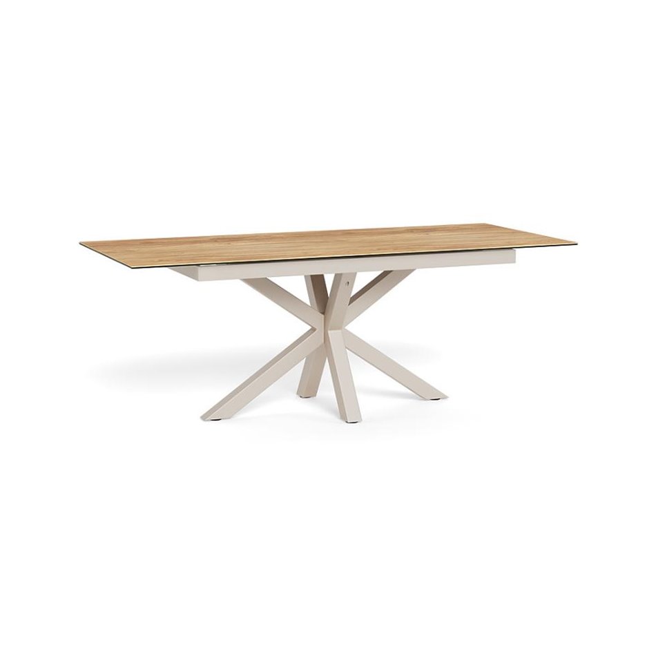 Extendable dining table Aven, glass/steel, 168-210cm H76x90cm
