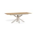 Extendable dining table Aven, glass/steel, 168-210cm H76x90cm
