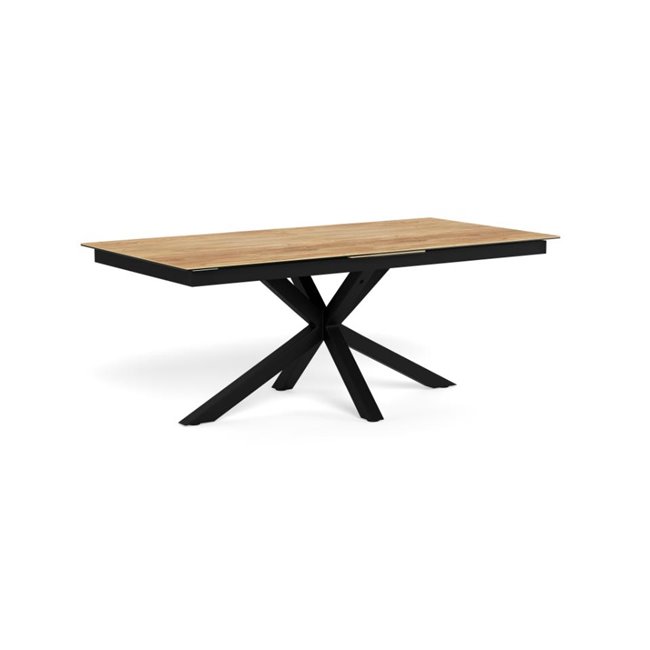 Extendable dining table Aven, glass/steel, 200-240cm H76x100cm