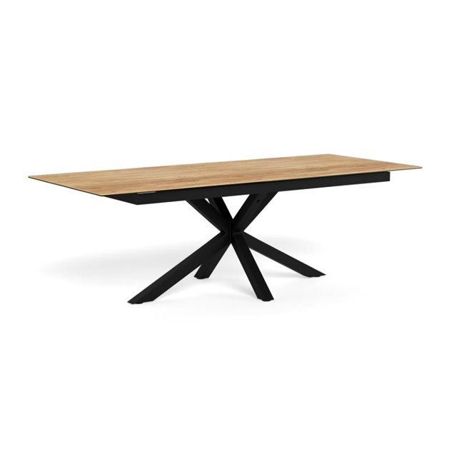 Extendable dining table Aven, glass/steel, 200-240cm H76x100cm