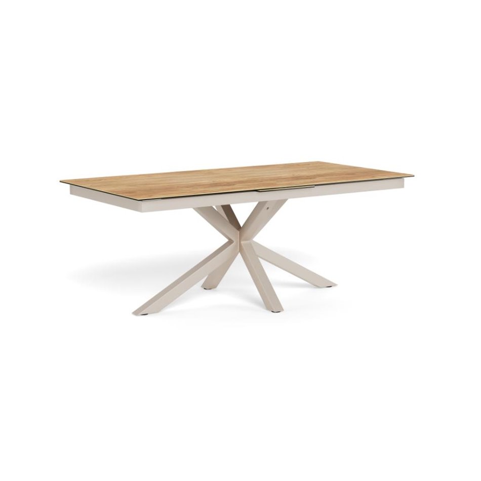 Extendable dining table Aven, glass/steel, 200-240cm H76x100cm