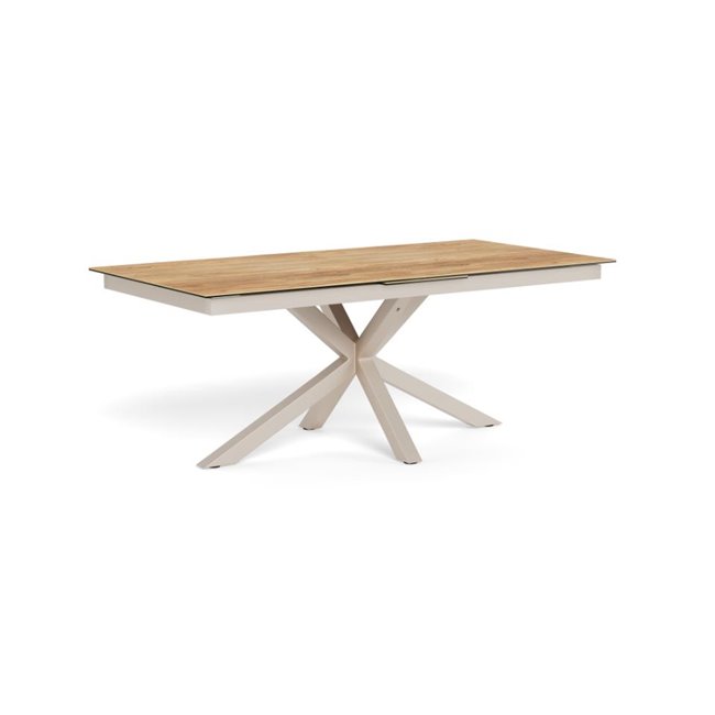Extendable dining table Aven, glass/steel, 200-240cm H76x100cm