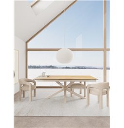 Extendable dining table Aven, glass/steel, 200-240cm H76x100cm