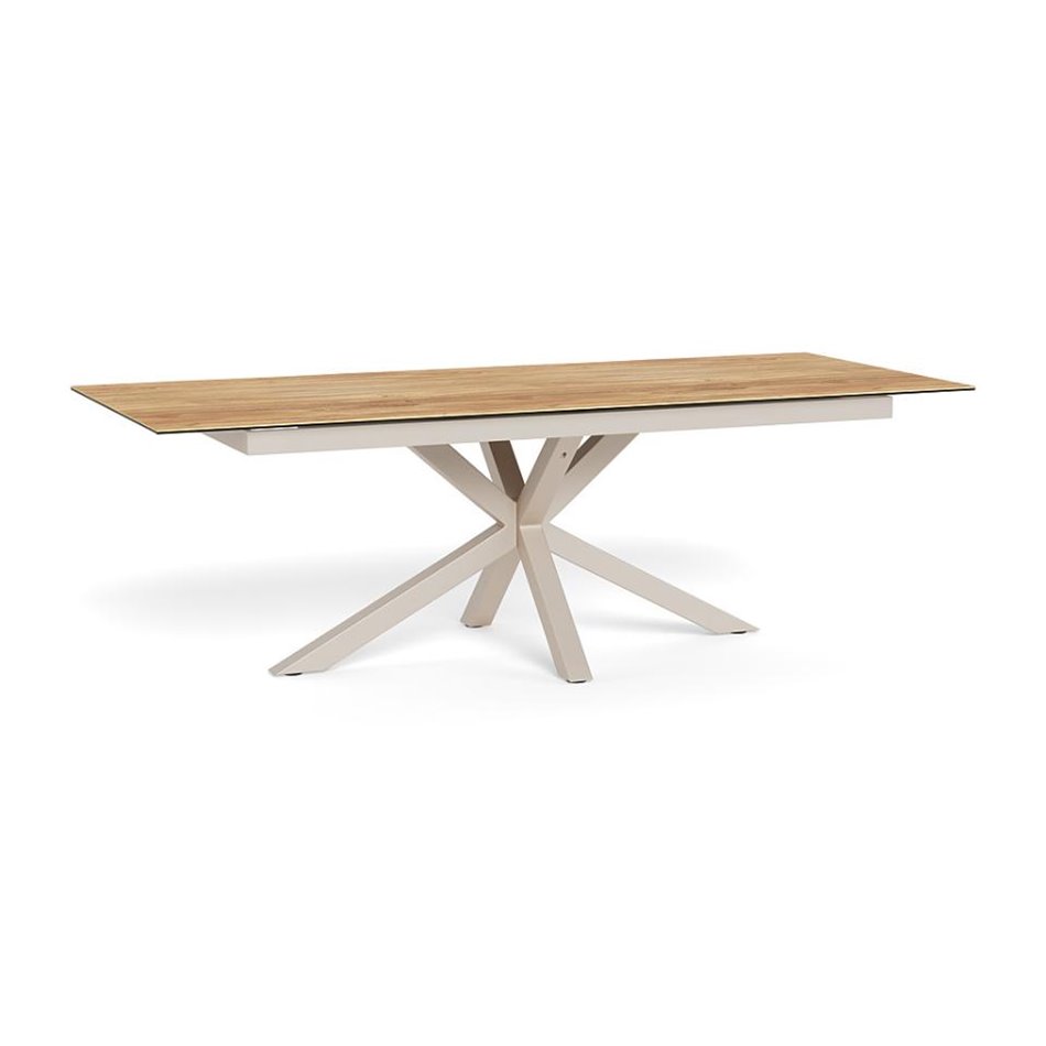 Extendable dining table Aven, glass/steel, 200-240cm H76x100cm