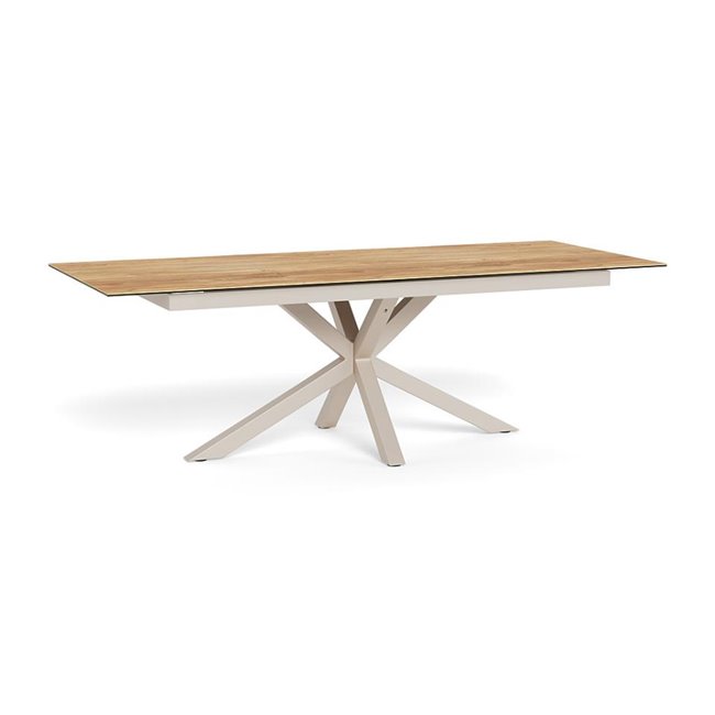 Extendable dining table Aven, glass/steel, 200-240cm H76x100cm