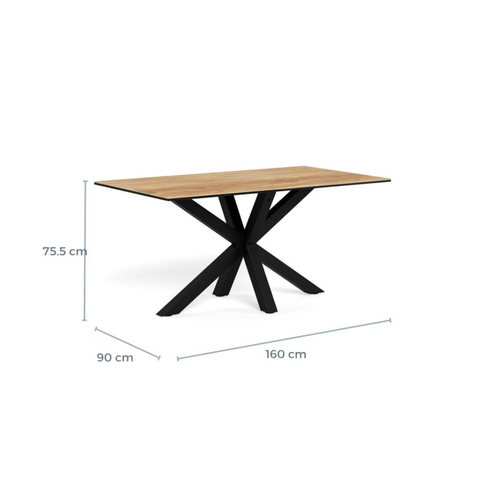 Dining table Aven, ceramic top/steel, H75.5x90x160cm