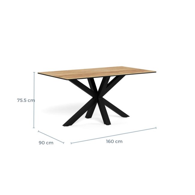 Dining table Aven, ceramic top/steel, H75.5x90x160cm
