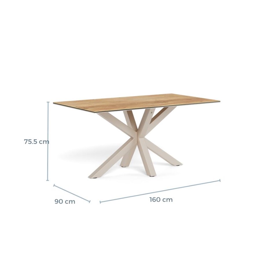Dining table Aven, ceramic top/steel, H75.5x90x160cm