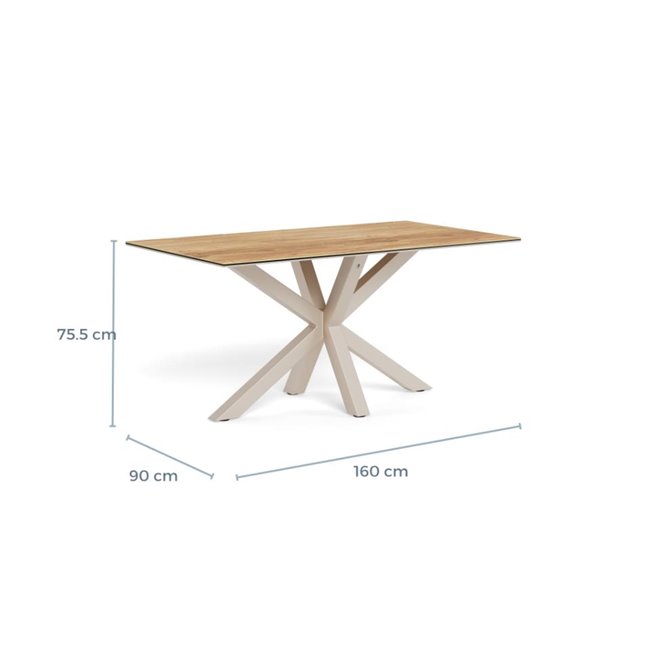 Dining table Aven, ceramic top/steel, H75.5x90x160cm