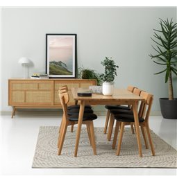Dining table Ubarali, natural color, plywood/oak veneer, H75x190x90cm