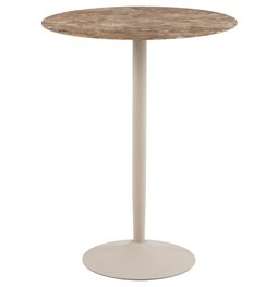 Bar table Alta, brown marble, steel/ceramic, H105cm D80cm