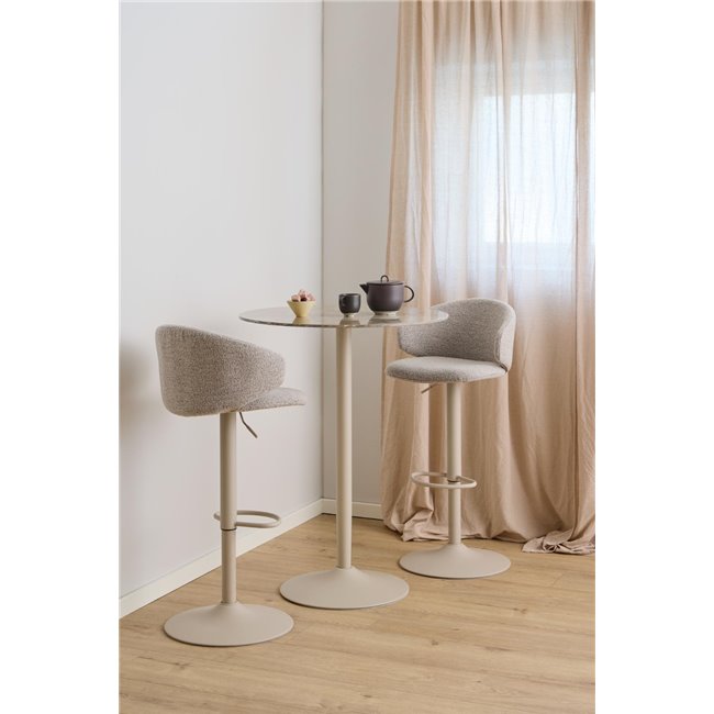 Bar table Alta, brown marble, steel/ceramic, H105cm D80cm