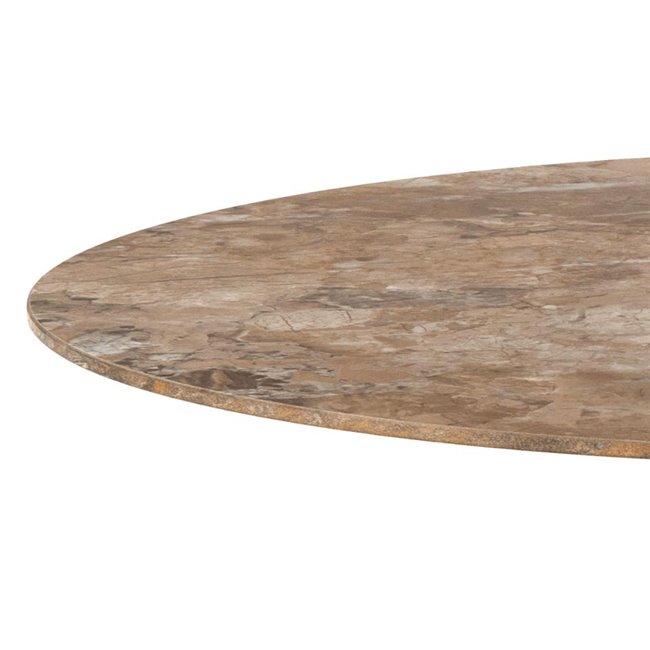 Bar table Alta, brown marble, steel/ceramic, H105cm D80cm