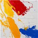 Oil painting Abstract in red with blue, 100x150cm