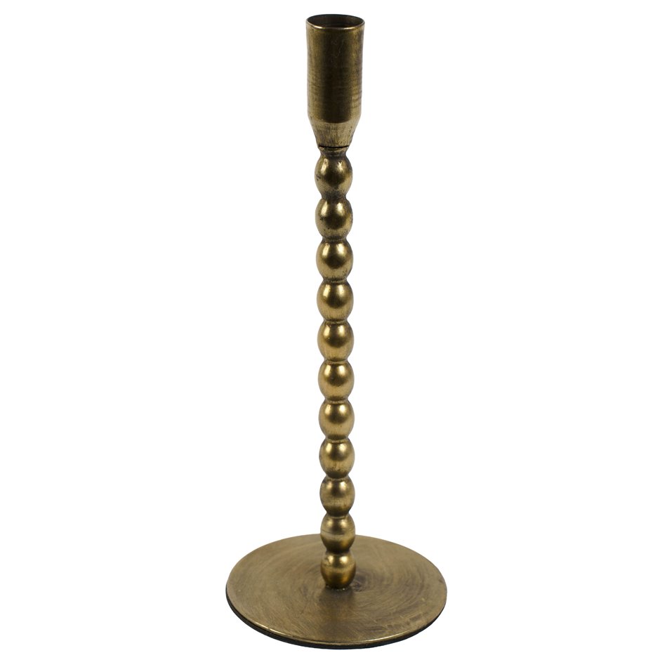 Candle stick Brown, metal, brass color, H26cm, D10cm