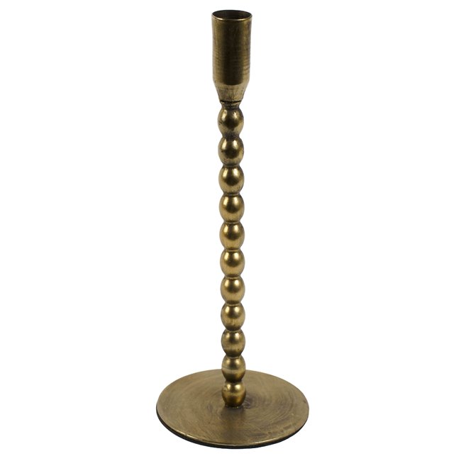 Candle stick Brown, metal, brass color, H26cm, D10cm