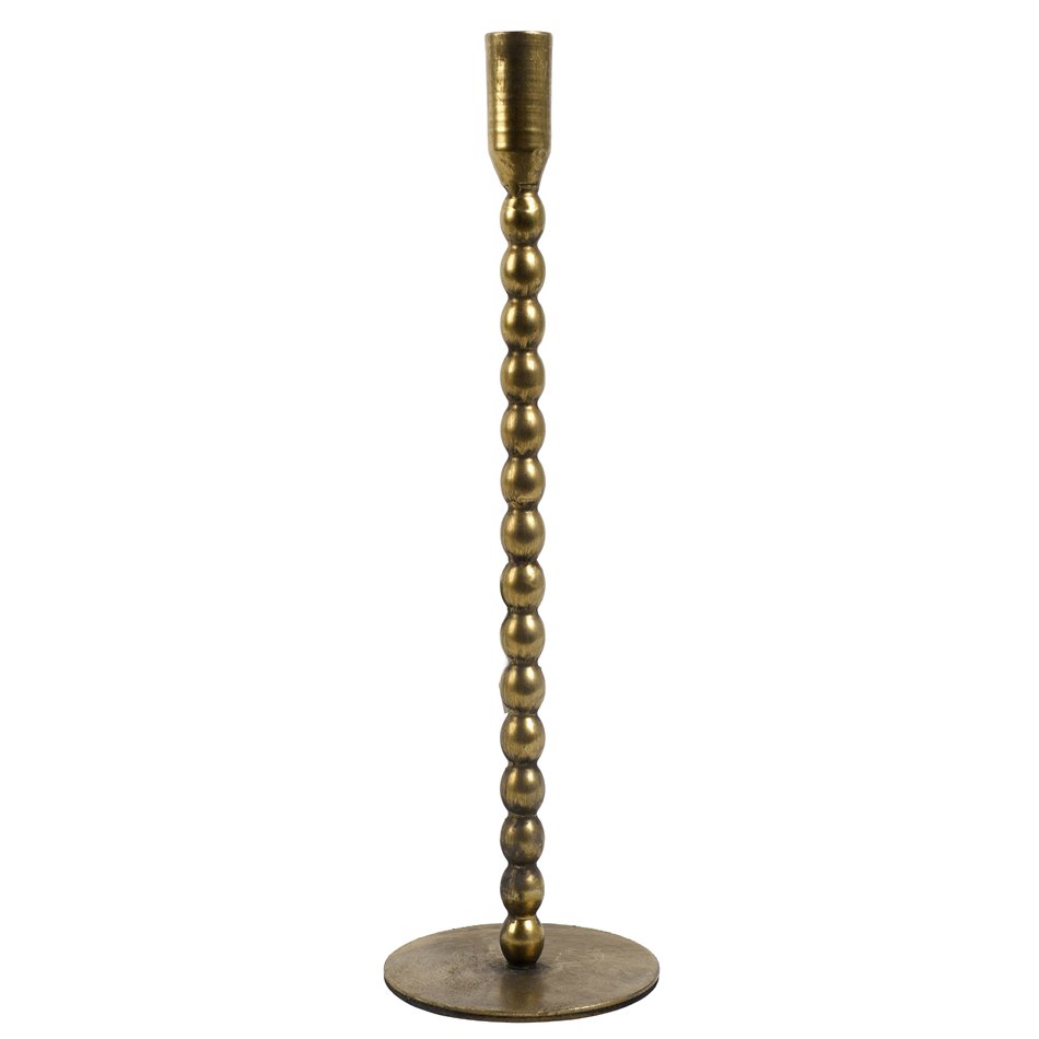 Candle stick Brown L, metal, brass color, H33.5cm, D10cm