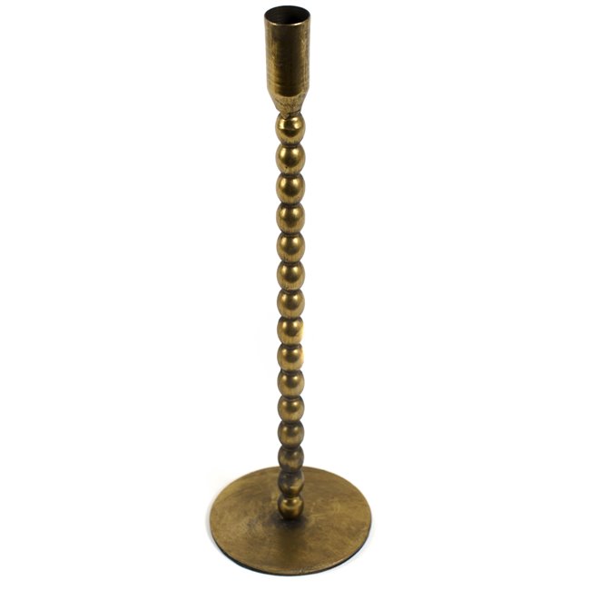 Candle stick Brown L, metal, brass color, H33.5cm, D10cm