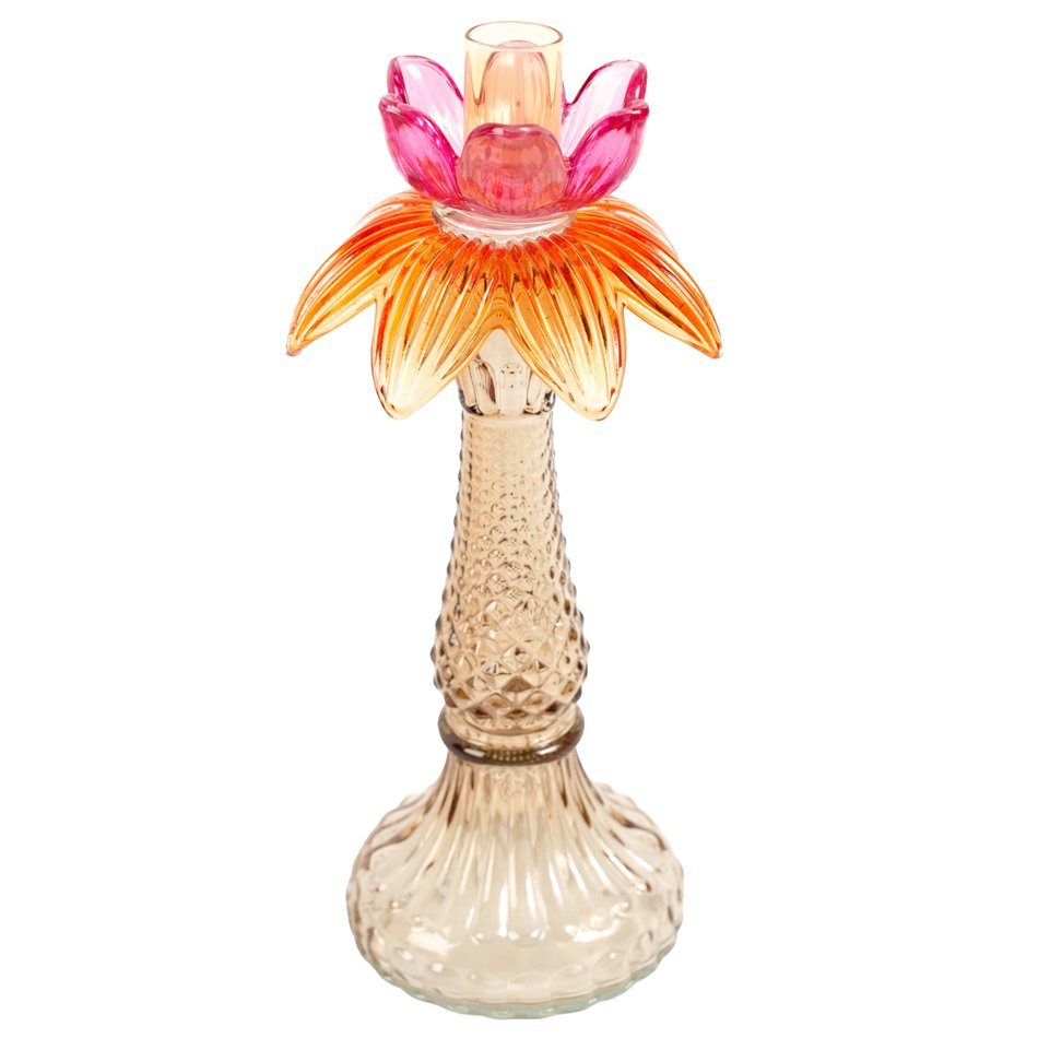 Candle stick Palm, glass, H26cm, D25cm