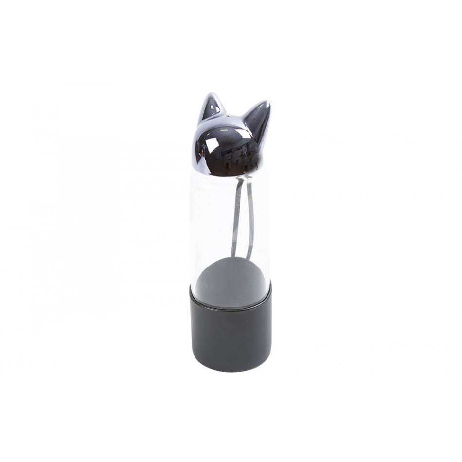 Bottle Cat, black colour, borosilicate, 350ml, 20x6cm