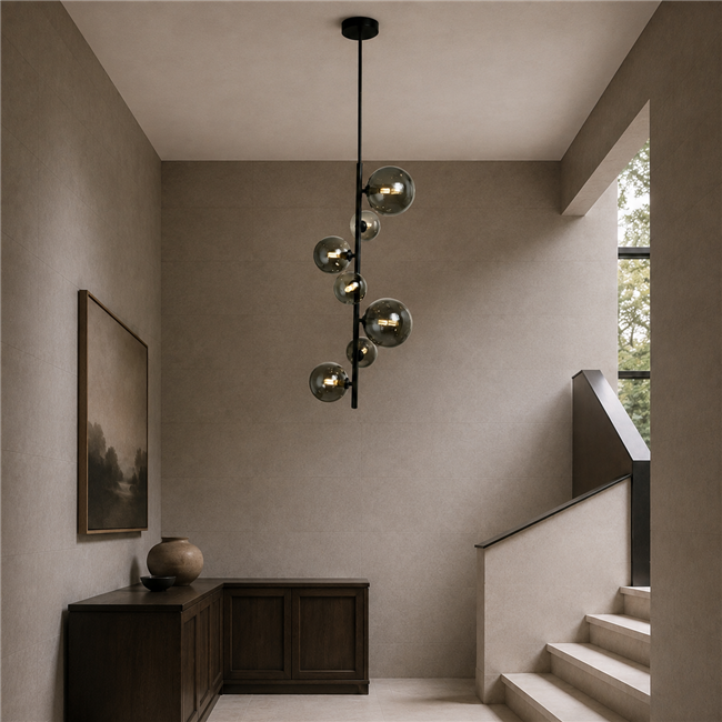 Pendant lamp Rados smoky/black, H120x28x28cm, G9x7 5W(MAX)