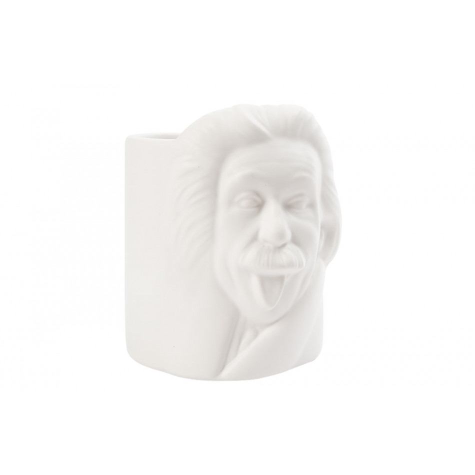 Pen holder Albert Einstein, white, ceramic 9.5x8cm