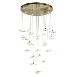 Pendant lamp Yabukko, transparent/gold color, D80cm, LEDx26 4W, LEDx8 3W, 3000K/4000K/6000K