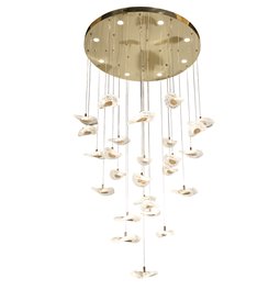 Pendant lamp Yabukko, transparent/gold color, D80cm, LEDx26 4W, LEDx8 3W, 3000K/4000K/6000K