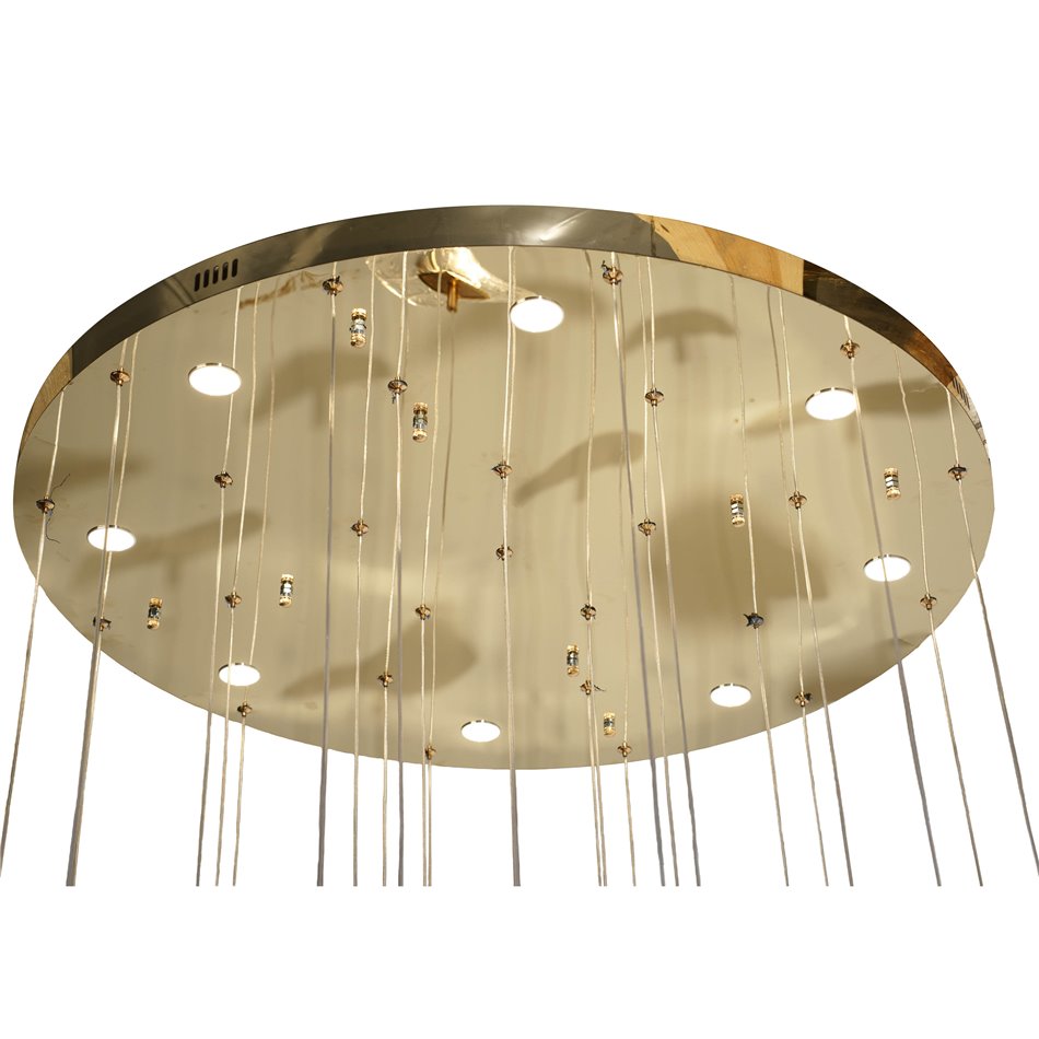 Pendant lamp Yabukko, transparent/gold color, D80cm, LEDx26 4W, LEDx8 3W, 3000K/4000K/6000K