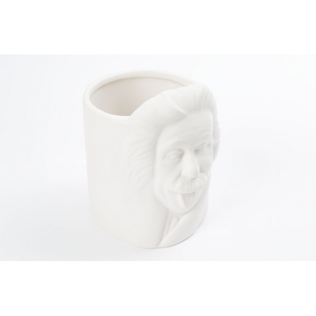 Pen holder Albert Einstein, white, ceramic 9.5x8cm