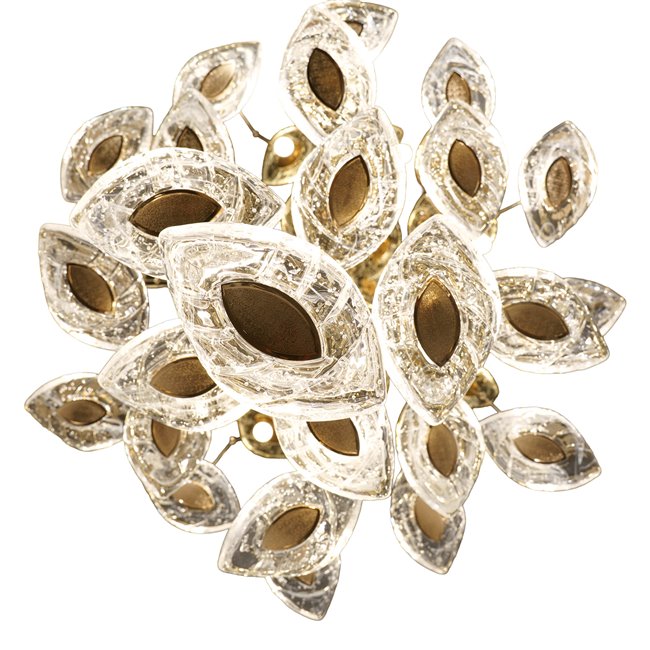 Pendant lamp Yabukko, transparent/gold color, D80cm, LEDx26 4W, LEDx8 3W, 3000K/4000K/6000K