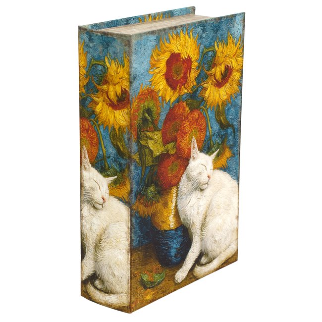 Book box Sunflower and Cat L, 27x18x7cm