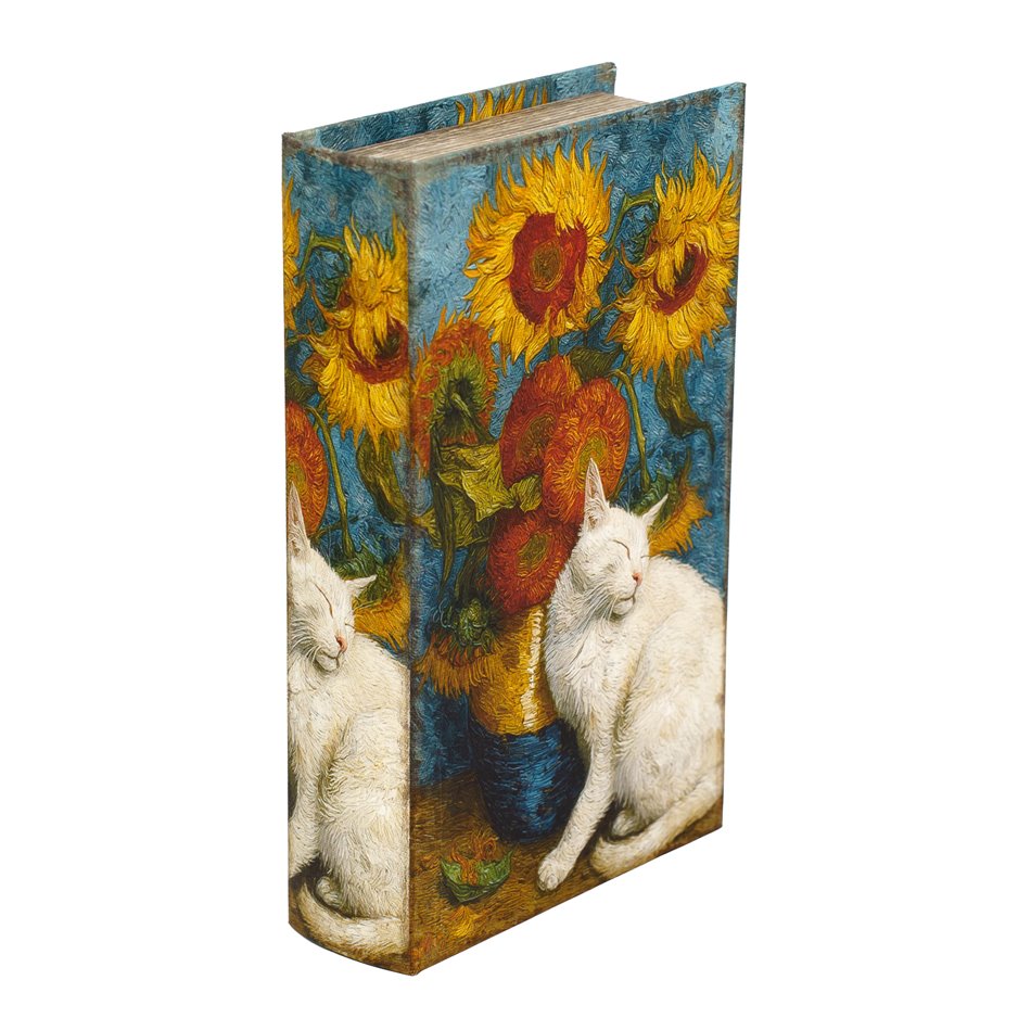 Book box Sunflower and Cat S, 21x13x5cm