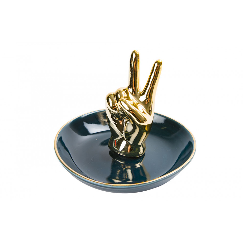 Ring holder Vittoria, golden/blue, porcelain, H9cm D10cm