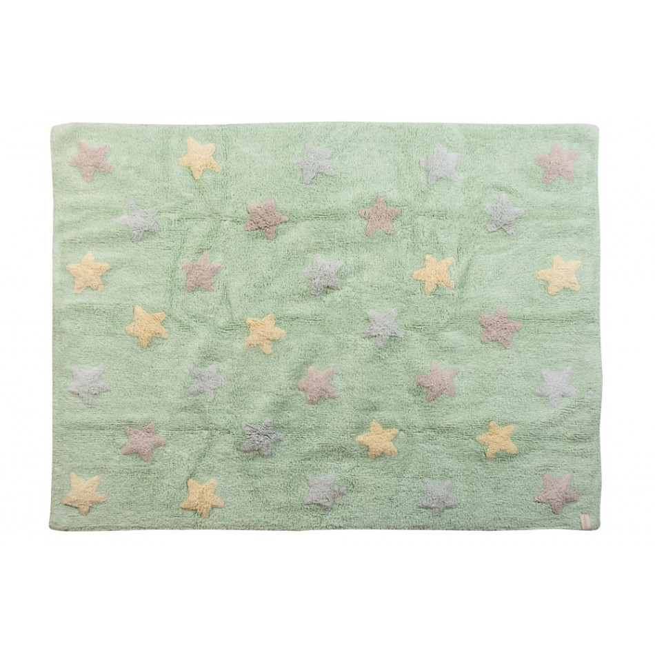Carpet Tricolor star, soft mint, washable, 120x160cm