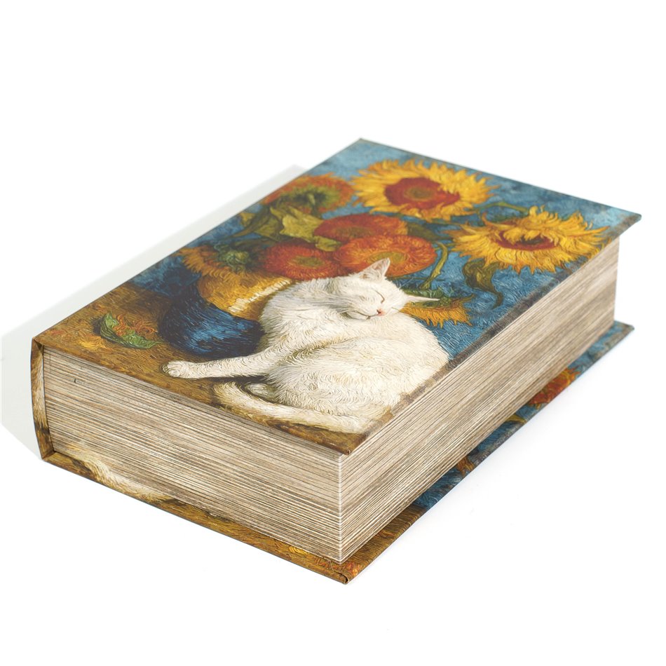 Book box Sunflower and Cat L, 27x18x7cm